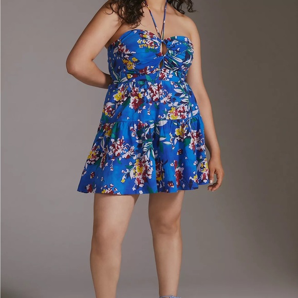 Anthropologie Emily Floral Halter Mini Dress - Picture 13 of 17